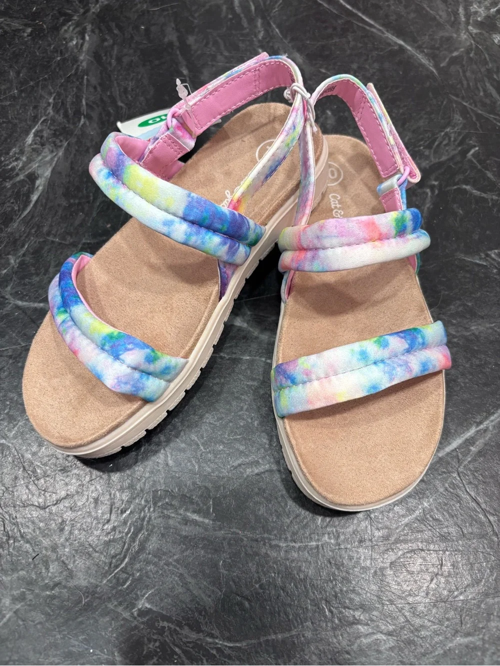 Cat & Jack Kids Tie-Dye Purple Pink Blue Strap Sandals